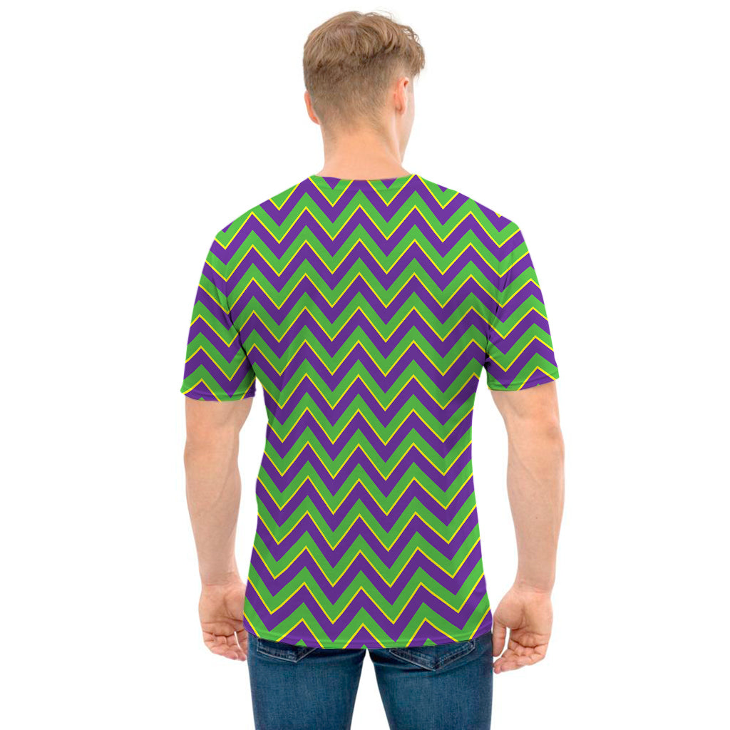 Mardi Gras Zigzag Pattern Print Men's T-Shirt