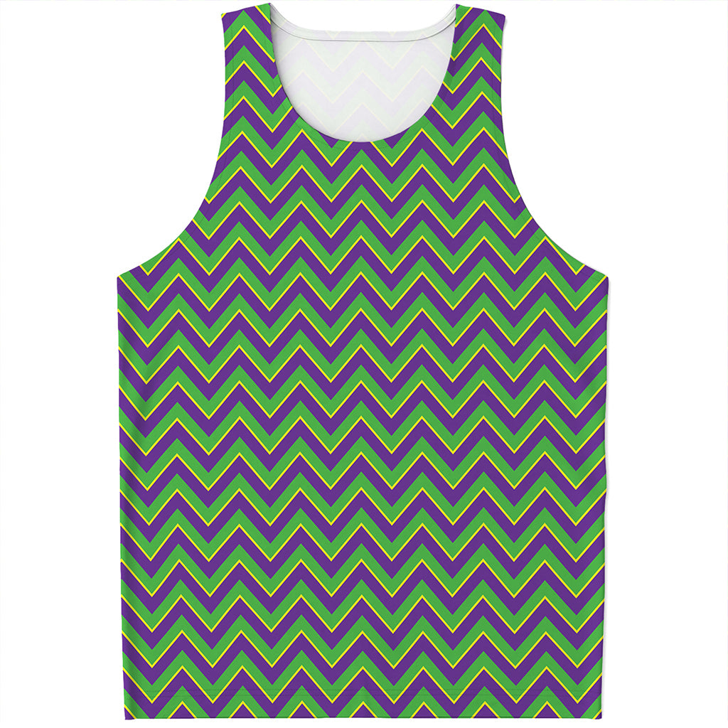 Mardi Gras Zigzag Pattern Print Men's Tank Top