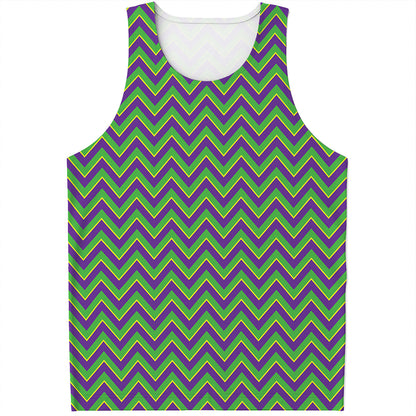 Mardi Gras Zigzag Pattern Print Men's Tank Top
