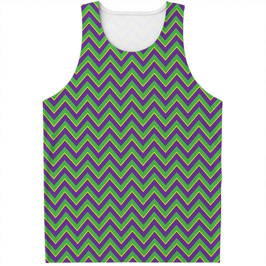 Mardi Gras Zigzag Pattern Print Men's Tank Top