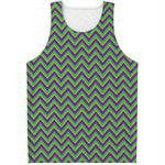 Mardi Gras Zigzag Pattern Print Men's Tank Top