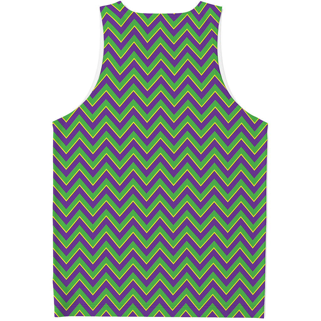 Mardi Gras Zigzag Pattern Print Men's Tank Top