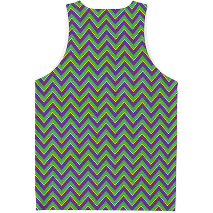 Mardi Gras Zigzag Pattern Print Men's Tank Top