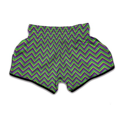 Mardi Gras Zigzag Pattern Print Muay Thai Boxing Shorts