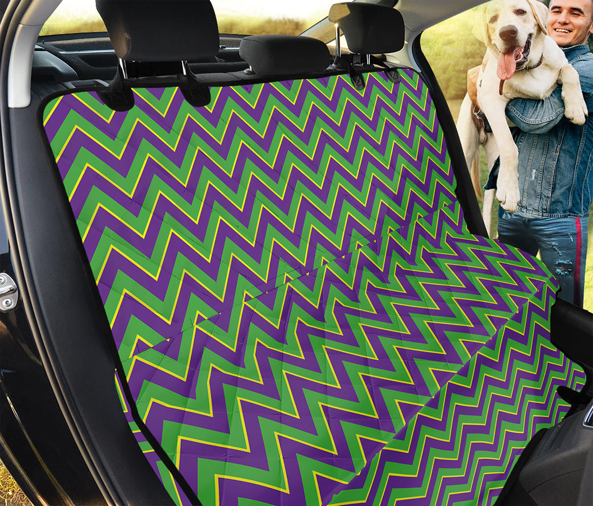Mardi Gras Zigzag Pattern Print Pet Car Back Seat Cover