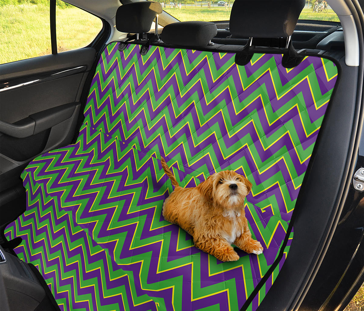 Mardi Gras Zigzag Pattern Print Pet Car Back Seat Cover