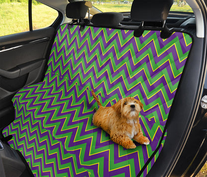 Mardi Gras Zigzag Pattern Print Pet Car Back Seat Cover