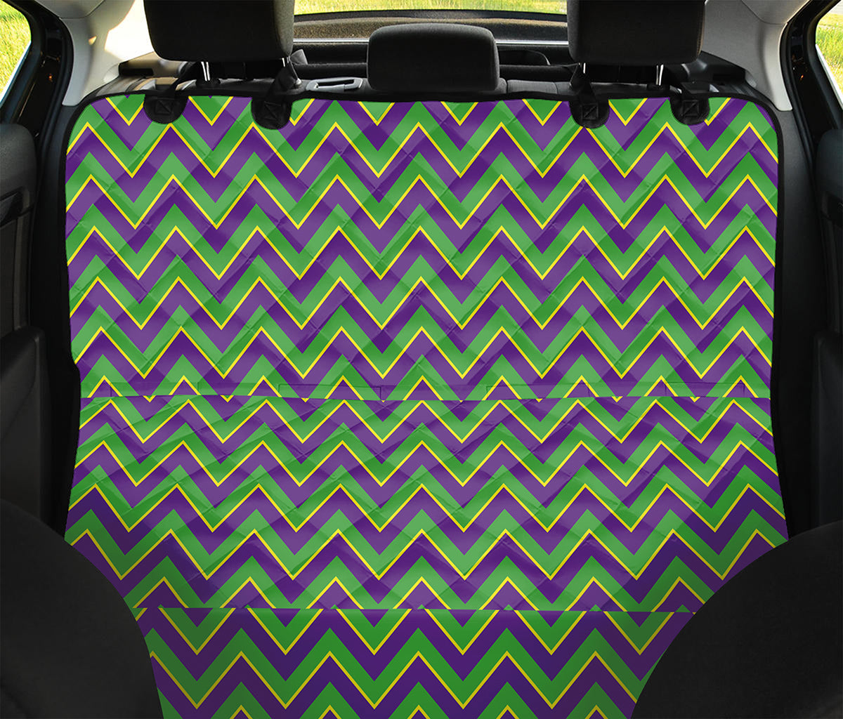 Mardi Gras Zigzag Pattern Print Pet Car Back Seat Cover