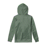 Mardi Gras Zigzag Pattern Print Pullover Hoodie