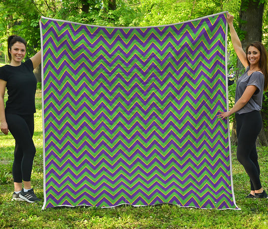 Mardi Gras Zigzag Pattern Print Quilt