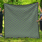 Mardi Gras Zigzag Pattern Print Quilt