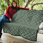 Mardi Gras Zigzag Pattern Print Quilt