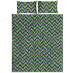 Mardi Gras Zigzag Pattern Print Quilt Bed Set