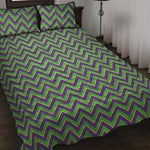 Mardi Gras Zigzag Pattern Print Quilt Bed Set