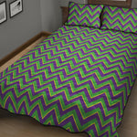 Mardi Gras Zigzag Pattern Print Quilt Bed Set