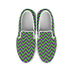Mardi Gras Zigzag Pattern Print White Slip On Shoes