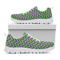 Mardi Gras Zigzag Pattern Print White Running Shoes