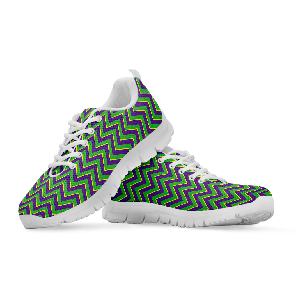 Mardi Gras Zigzag Pattern Print White Sneakers