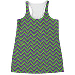 Mardi Gras Zigzag Pattern Print Women's Racerback Tank Top