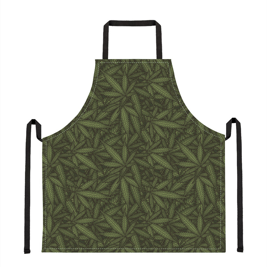 Marijuana Leaf Pattern Print Apron