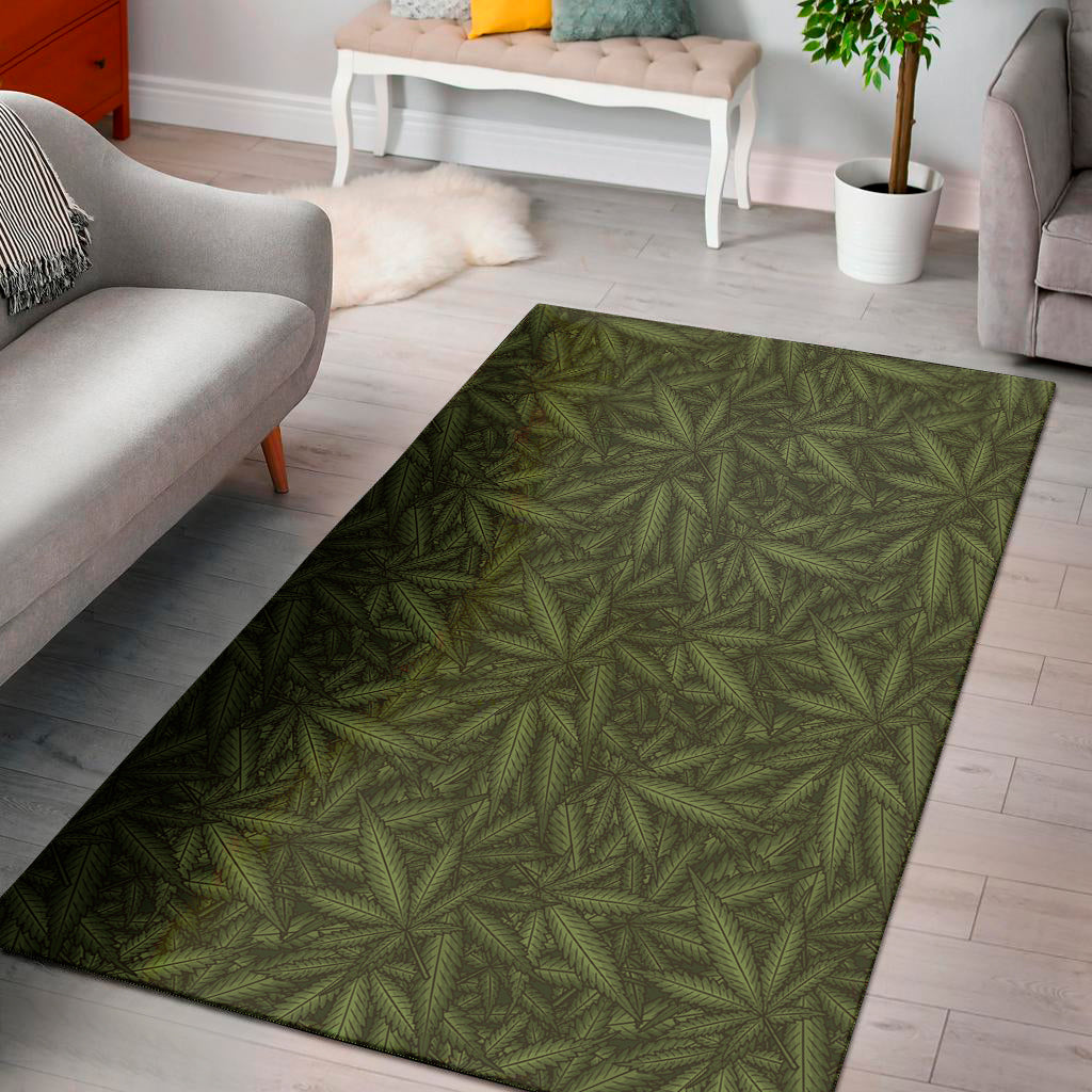 Marijuana Leaf Pattern Print Area Rug