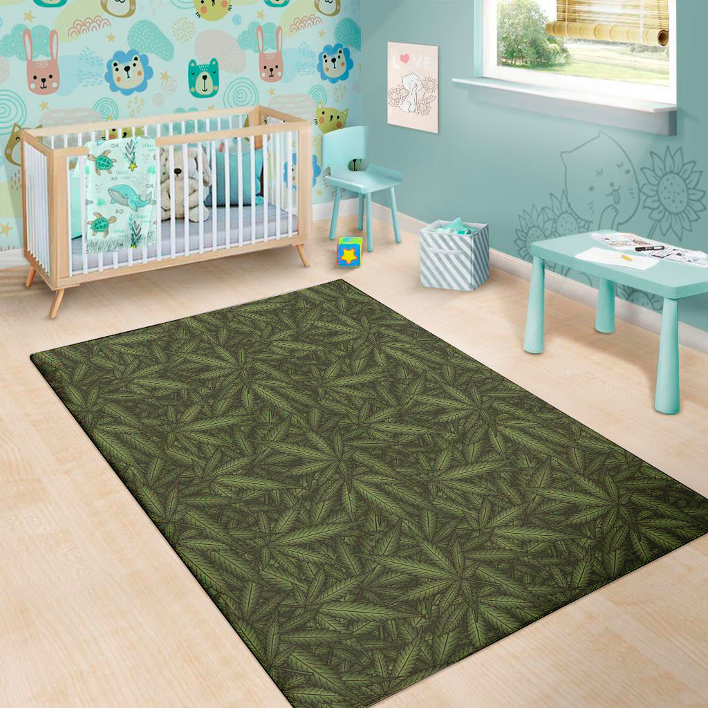 Marijuana Leaf Pattern Print Area Rug
