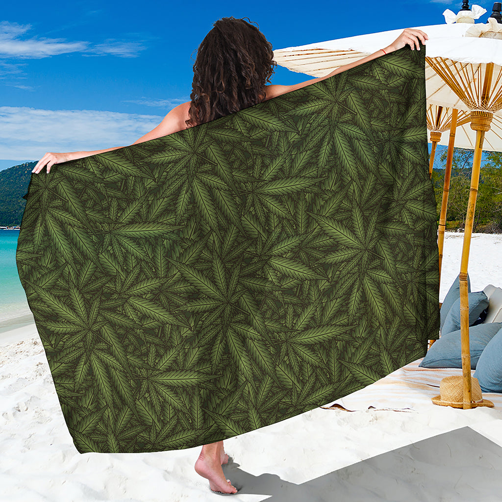 Marijuana Leaf Pattern Print Beach Sarong Wrap
