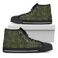 Marijuana Leaf Pattern Print Black High Top Sneakers