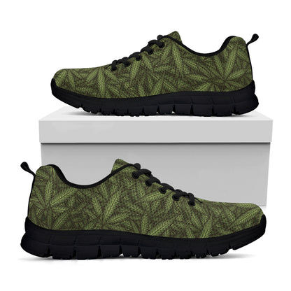 Marijuana Leaf Pattern Print Black Sneakers