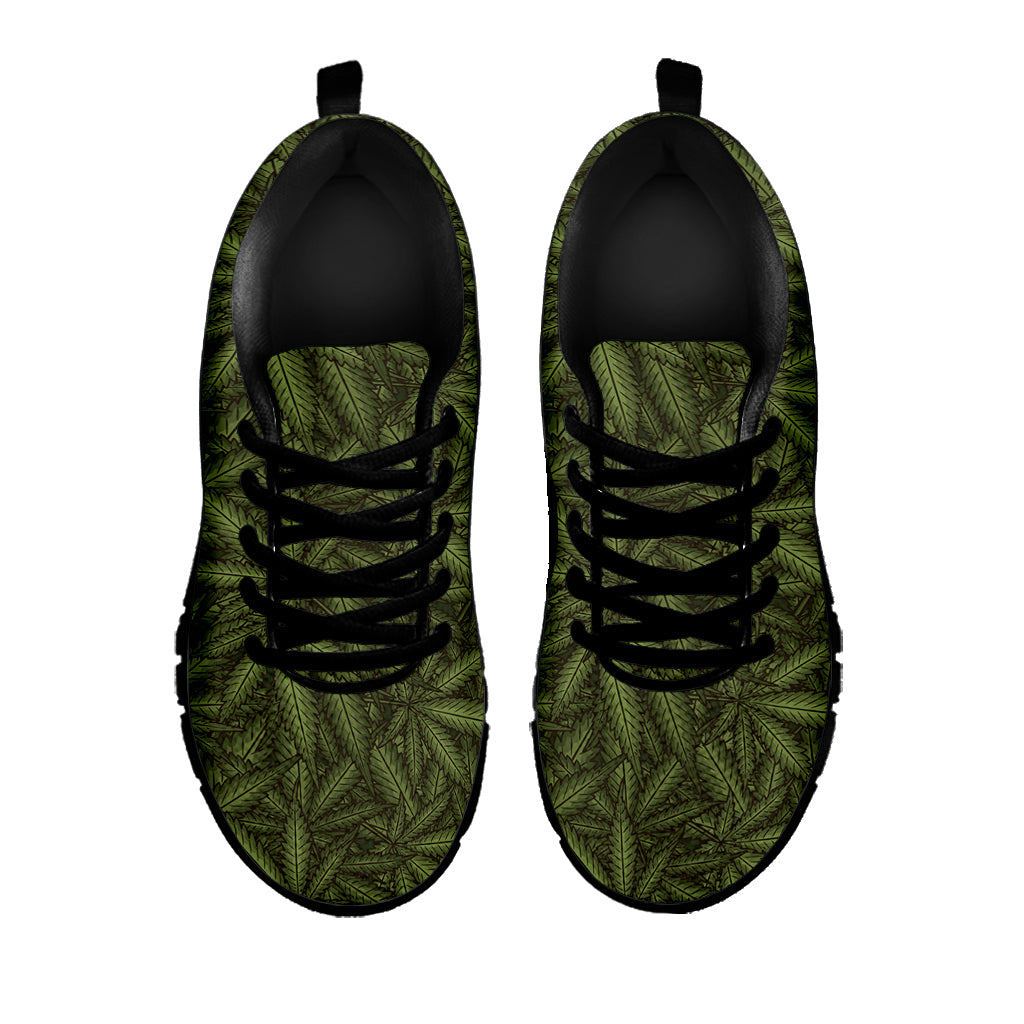 Marijuana Leaf Pattern Print Black Sneakers