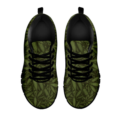 Marijuana Leaf Pattern Print Black Sneakers