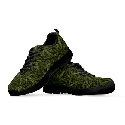 Marijuana Leaf Pattern Print Black Sneakers