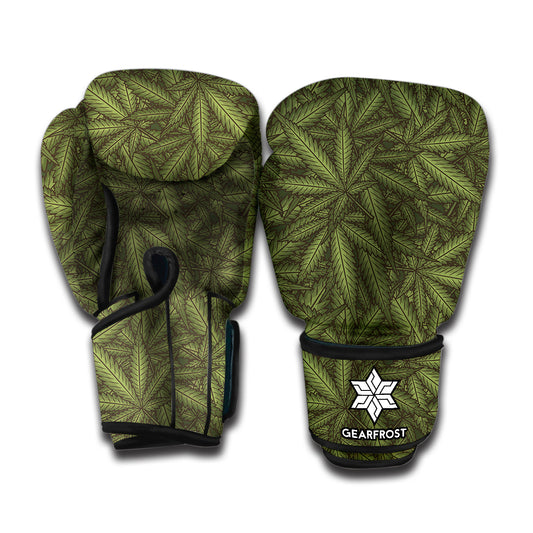 Marijuana Leaf Pattern Print Boxing Gloves