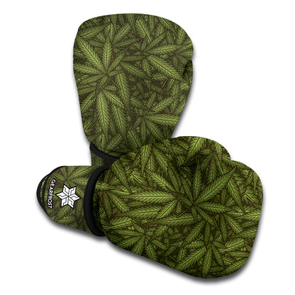 Marijuana Leaf Pattern Print Boxing Gloves