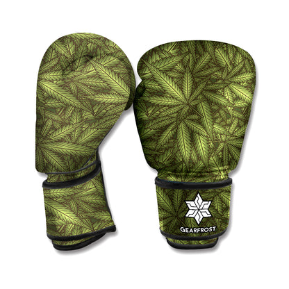 Marijuana Leaf Pattern Print Boxing Gloves