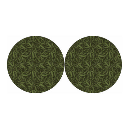 Marijuana Leaf Pattern Print Car Coasters