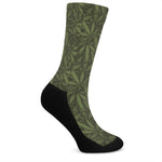 Marijuana Leaf Pattern Print Crew Socks