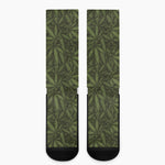 Marijuana Leaf Pattern Print Crew Socks