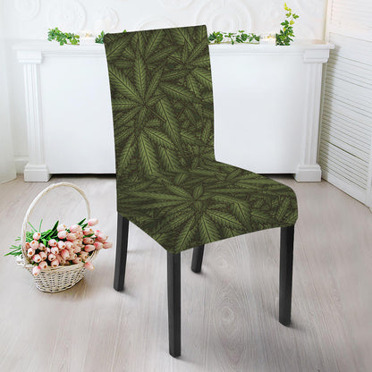 Marijuana Leaf Pattern Print Dining Chair Slipcover
