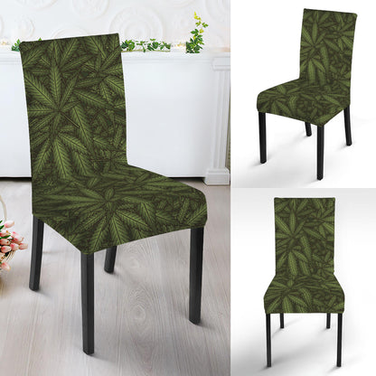 Marijuana Leaf Pattern Print Dining Chair Slipcover