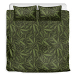 Marijuana Leaf Pattern Print Duvet Cover Bedding Set