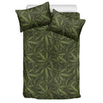 Marijuana Leaf Pattern Print Duvet Cover Bedding Set