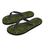Marijuana Leaf Pattern Print Flip Flops