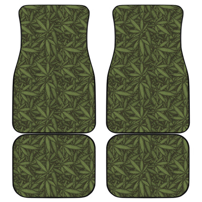 Marijuana Leaf Pattern Print Front and Back Car Floor Mats