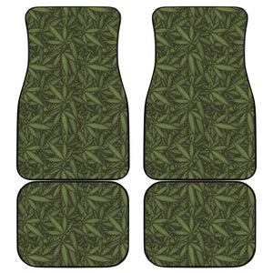 Marijuana Leaf Pattern Print Front and Back Car Floor Mats