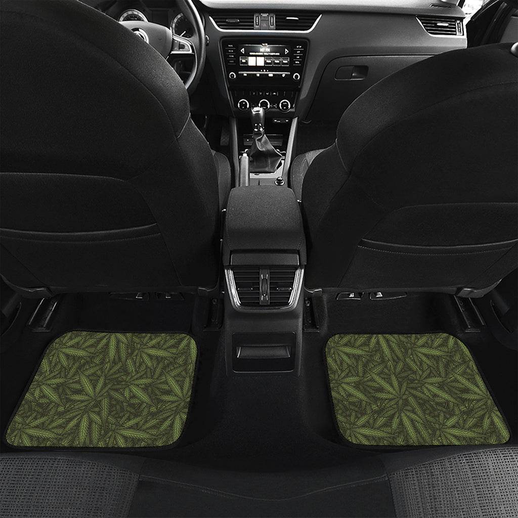 Marijuana Leaf Pattern Print Front and Back Car Floor Mats