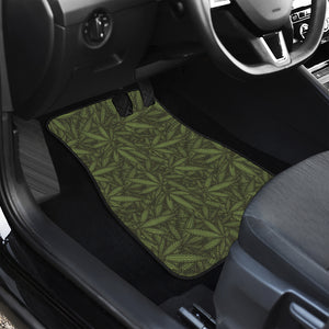 Marijuana Leaf Pattern Print Front and Back Car Floor Mats