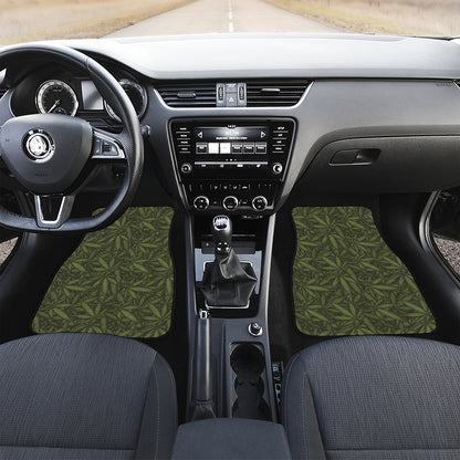 Marijuana Leaf Pattern Print Front Car Floor Mats