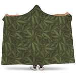 Marijuana Leaf Pattern Print Hooded Blanket
