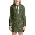 Marijuana Leaf Pattern Print Pullover Hoodie Dress